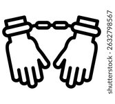 Arrested icon Black and white outline vector
