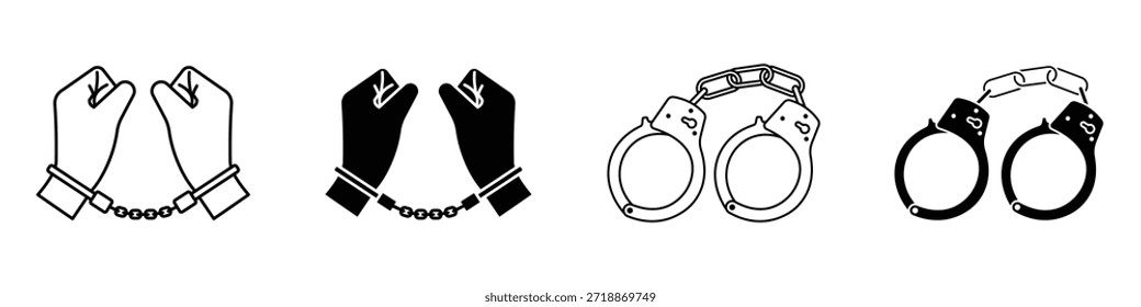 Icono arrestado en paquete de estilo lineal y Clipart sobre fondo blanco.