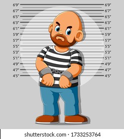 Arrested Man Posing Mugshot Illustration Stock Vector (Royalty Free ...