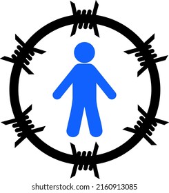 Ilustración vectorial de hombre arrestado. Ilustración plana de diseño icónico del hombre arrestado, aislado en un fondo blanco.