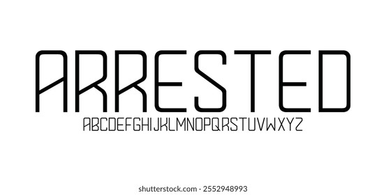 Arrestado, fuente de tecnología digital abstracta moderna. Logo fuente creativa, tipo, tecnología, película, digital, música, película. Fuente e ilustración en formato Vector.
