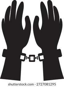 Las manos de una persona detenida esposadas simbolizan la justicia y las consecuencias legales