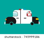 Arrested Santa Claus in police car. Festive arrest. Disturbance of calm. Vector illustration