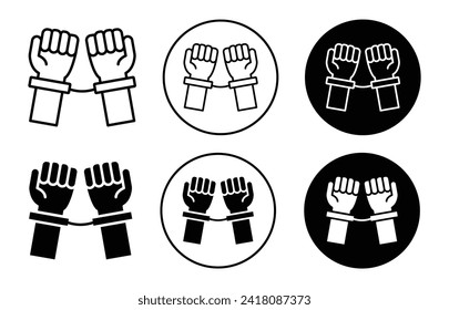 Colección de conjunto de iconos vectoriales arrestados. Icono plano de esquema arrestado.