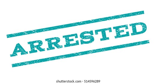 Arrested watermark stamp. Text caption between parallel lines with grunge design style. Rubber seal stamp with dust texture. Vector color ink imprint on a white background.