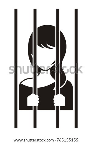 Arrested woman. Vector icon.
