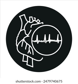 Arrhythmia line black icon. Sign for web page, mobile app, button, logo. Vector isolated button. Editable stroke.