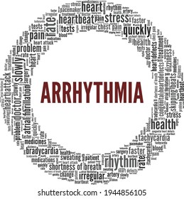 Arrhythmie, Vektorgrafik Wort Cloud einzeln auf weißem Hintergrund.