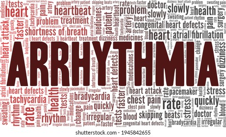 Arrhythmia vector illustration word cloud isolated on a white background.