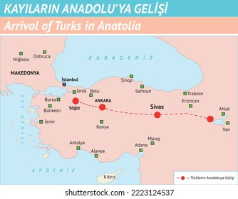 Arrival of Kayıs in Anatolia (History Lesson Maps, Macedonia), Kayıların Anadoluya Gelişi, Kayılar, Kayılar Harita, Kayılar Anadolu Harita, Tarih, Tarih Haritaları, Anadolu, Kayı Boyu Harita, Kavimler