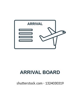 Arrival Board icon. Outline thin line style from airport icons collection. Pixel perfect Arrival Board icon for web design, apps, software, print usage