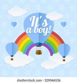 Arrival Boy Card.  Flat Design. Vector illustration