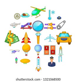 Arrival in the city icons set. Cartoon set of 25 arrival in the city icons for web isolated on white background