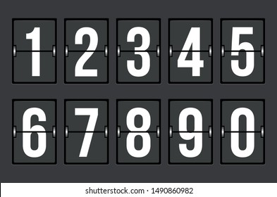 Arrival Departure Board Numbers Vector Set