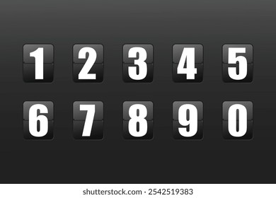 Arrival Departure Board Numbers Vector Set Black Number Counter