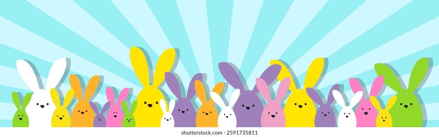 Arrival of the Easter Bunnies, Colorful Web banner design