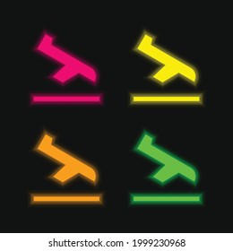 Arrival four color glowing neon vector icon
