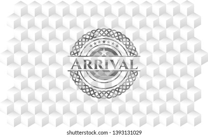 Arrival grey emblem with cube white background