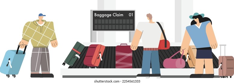 arrival hall at baggage conveyor belt while passenger grab their luggage in airport termminal area