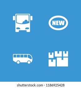 Arrival icon. collection of 4 arrival filled icons such as new, airport bus. editable arrival icons for web and mobile.