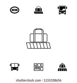 Arrival icon. collection of 7 arrival filled and outline icons such as luggage belt, airport bus, new. editable arrival icons for web and mobile.