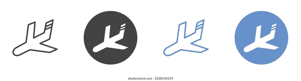 Arrival icon Flat art in black and white isolated
