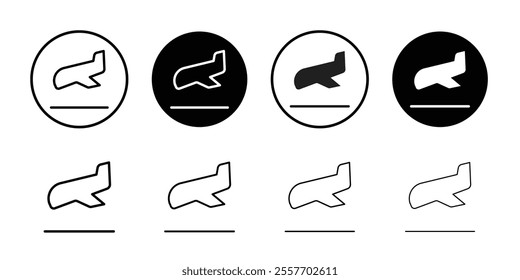 Arrival icon Flat art in black and white isolated