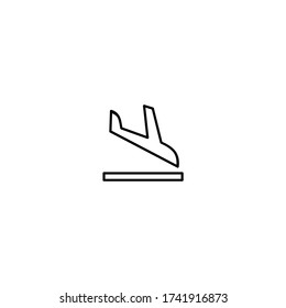 icono de llegada. icono de aterrizaje. sencillo, plano, negro, contorno. conjunto de iconos del aeropuerto.