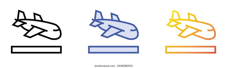 arrival icon. Linear, Blue Fill and Gradient Style Design Isolated On White Background