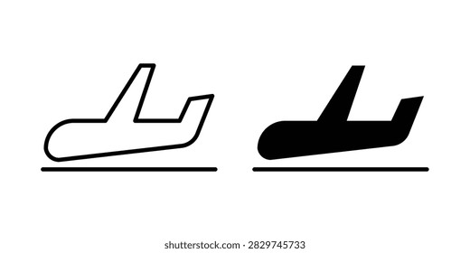 Arrival icon representing reaching a destination, travel, transportation, navigation, schedules, and passenger movement. This editable vector icon is suitable for airports, travel services, public transport, maps, tourism, websites, applications, dashboards, and professional projects.