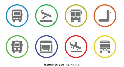 arrival icon set. 8 filled arrival icons.  Simple modern icons about  - Bus, Arrival, Bus stop, Duck