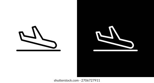 Arrival icon. Vector linear icon isolated in black and white