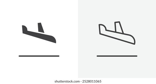 Arrival icon vector icon set in black and white color.