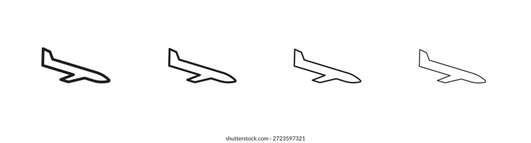 Los iconos de llegada delinean el diseño de Vector negro. Línea con trazo editable.