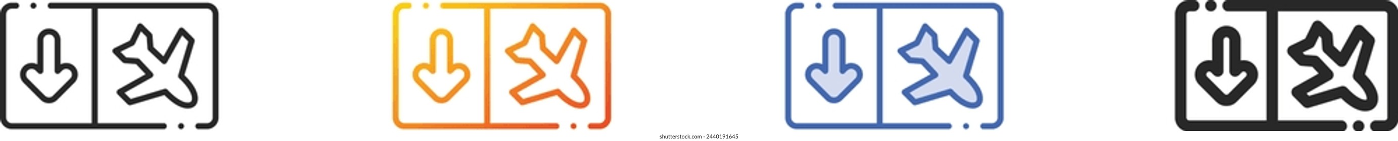 arrival icon.Thin Linear, Gradient, Blue Stroke and bold Style Design Isolated On White Background