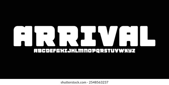arrival, modern urban alphabet font. Digital abstract futuristic, fashion, sport, minimal technology typography. Simple numeric vector illustration