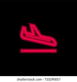 Arrival red glowing neon ui ux icon. Glowing sign logo vector