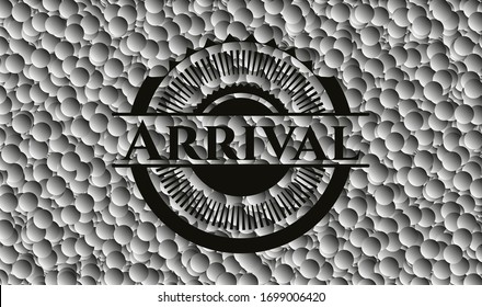 Emblema negro de estilo retro con fondo de burbujas. Ilustración vectorial. Detallado.
