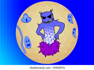 Arrival of an unknown fatal species of bacteria seen under the microscope
