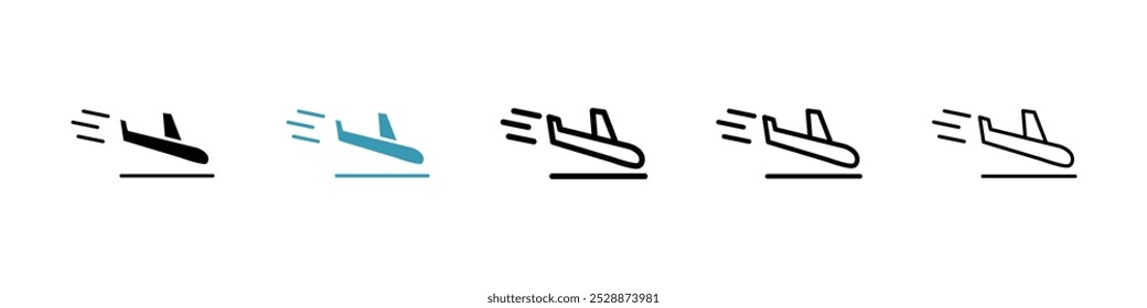 Arrival vector icon set in black and blue colors.