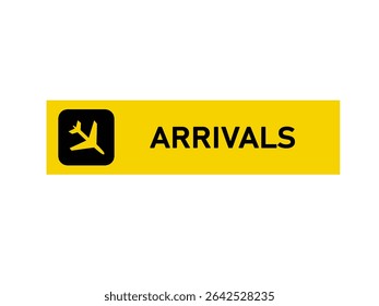 Sinal do aeroporto de chegadas isolado no fundo branco.