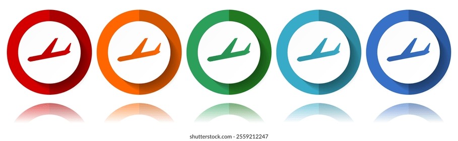 Arrivals, airport vector icons, flat icon set for logo design, webdesign and mobile applications, colorful web button collection in eps 10