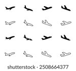 Arrivals and departure plane signs. Airport Sign. Simple icons, airplane landing and takeoff. Airport icons set: departures, arrivals. Vector illustration Aircraft or Airplane. vector