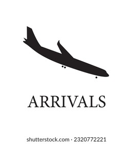 Arrivals icon symbol for information board airport, Llegadas icon, Symbol of landing information.