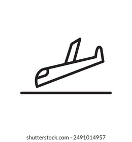 Arrivals plane icon Black line art vector logo