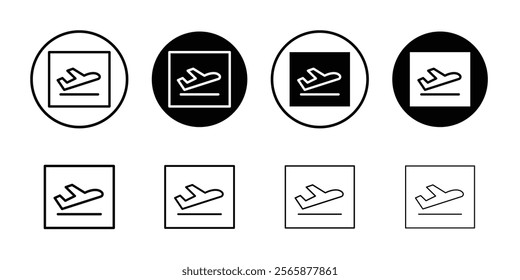 Arrivals plane icon Black and white outline vector