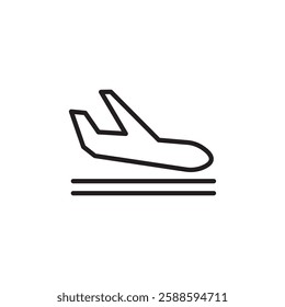 Arrivals plane icon black and white vector outline sign