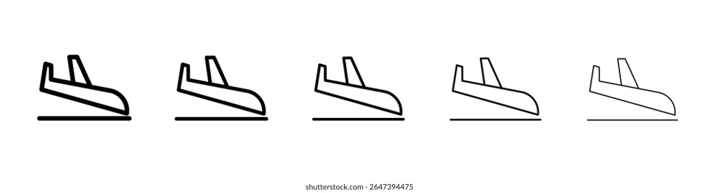 Ankunft Flugzeug Symbol flache Illustration Set Logo