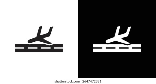 Arrivals plane icon Isolated flat vector in outline