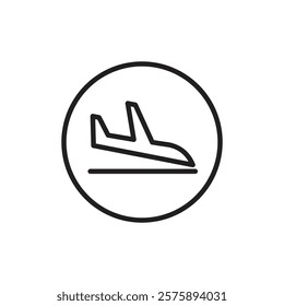 Arrivals plane icon Simple thin outline